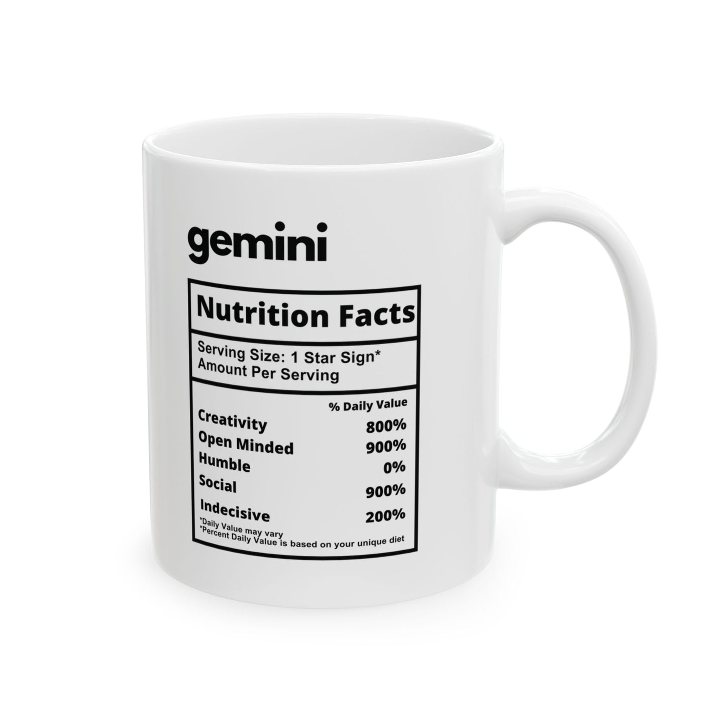 Gemini Ceramic Mug (White), 11oz