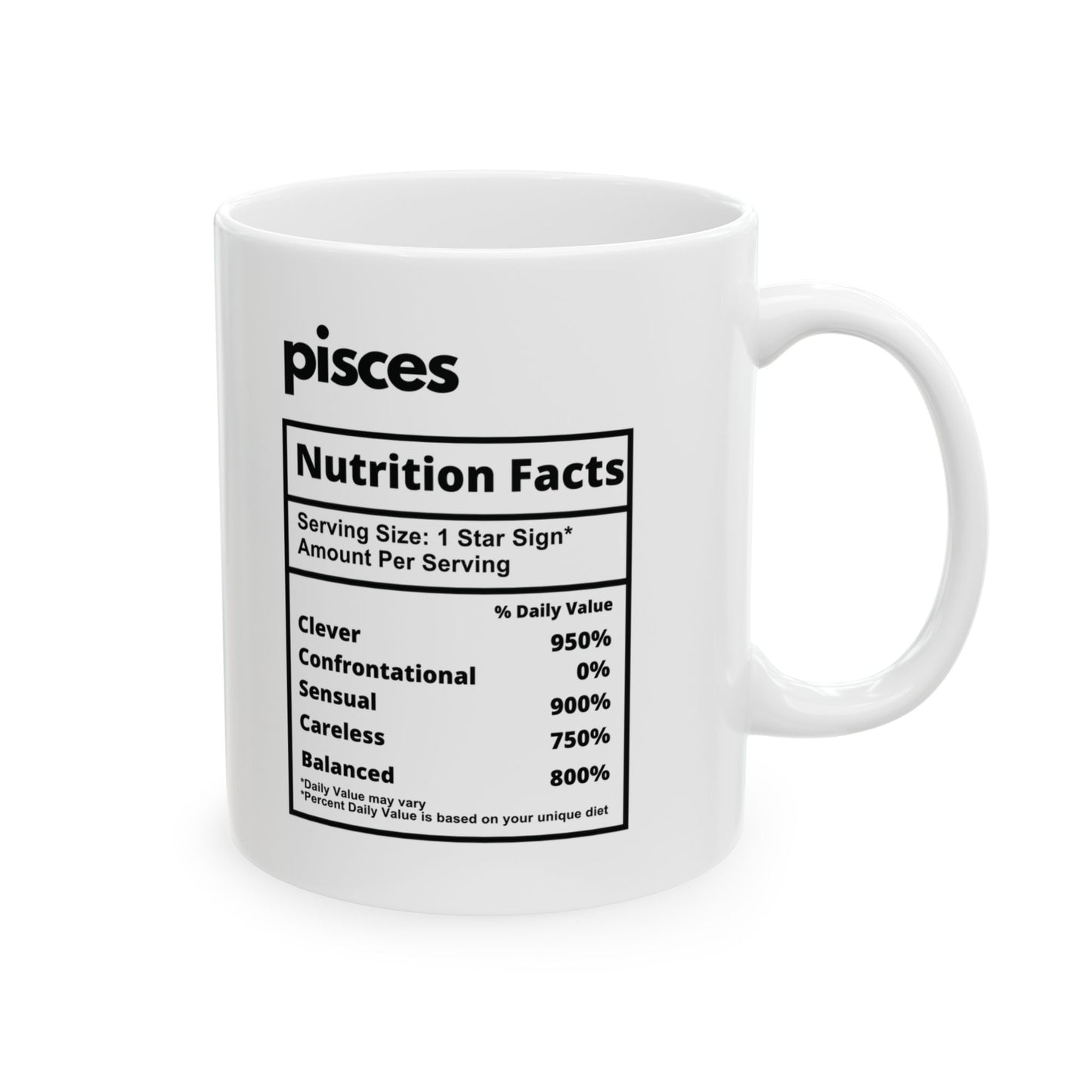 Pisces Ceramic Mug (White), 11oz