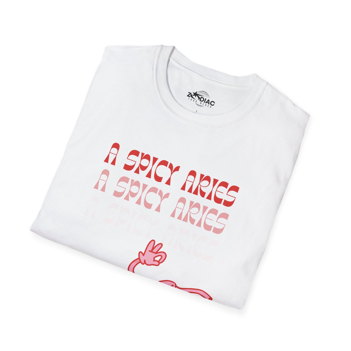 Spicy Aries Graphic Tee — Retro Pink & Red Print