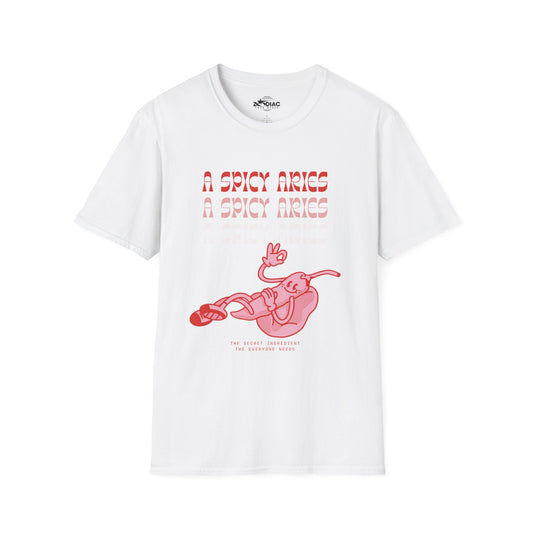 Spicy Aries Graphic Tee — Retro Pink & Red Print