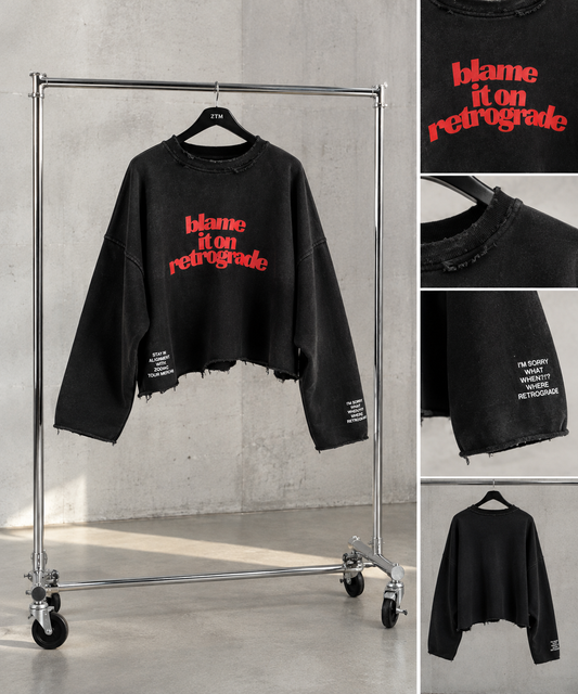 Retrograde Cut Distressed Crewneck