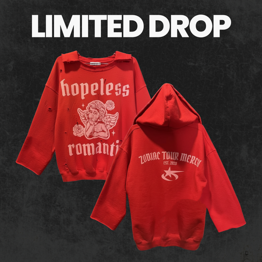 "Hopeless Romantic" Distressed Hoodie